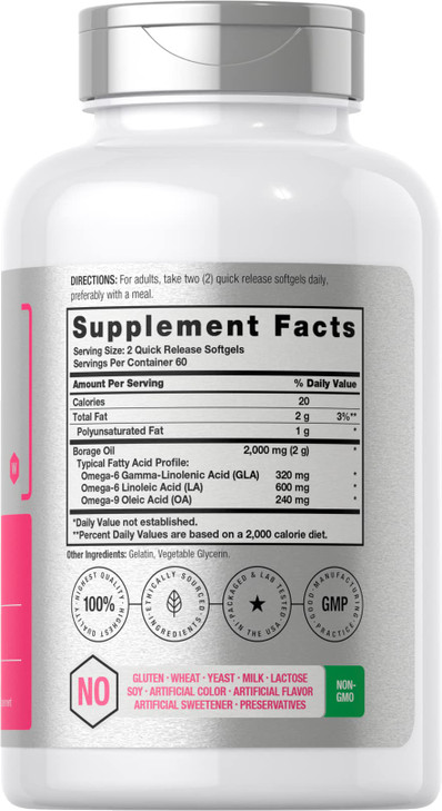 Horbäach Borage Oil Capsules 2000 mg - 120 Softgels