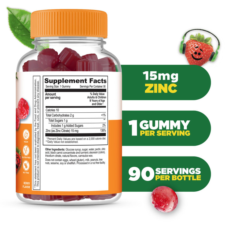 Lifeable Zinc Gummies for Kids |15mg - Great Tasting Kids Zinc Supplements