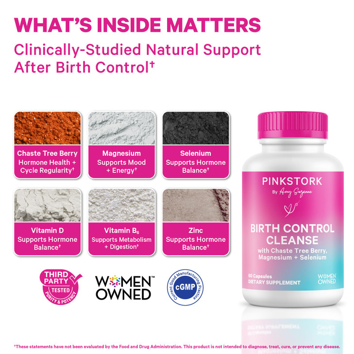 Pink Stork Birth Control Cleanse to Support Hormone Balance, with Chaste Tree