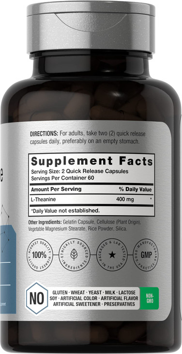 Horbäach L-Theanine Supplement - 400mg - 120 Powder Capsules