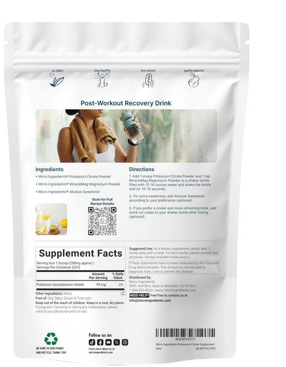 US Origin Potassium Citrate Powder, 1 KG (35 Ounce)