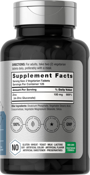 Horbäach Chelated Zinc Supplement 100mg - 250 Tablets