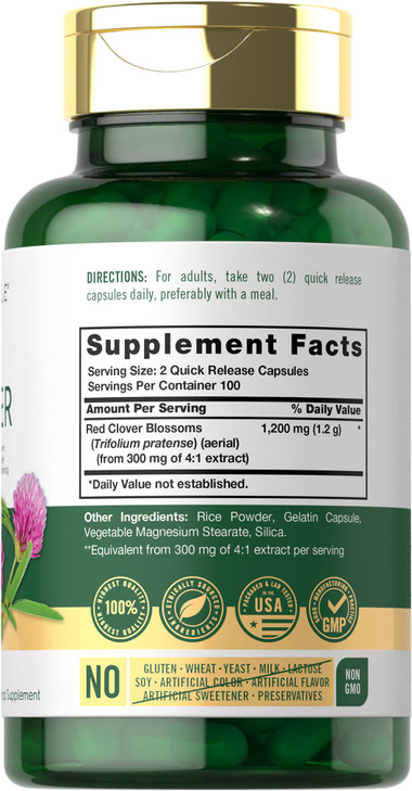 Carlyle Red Clover Capsules - 200 Count - Trifolium Pratense
