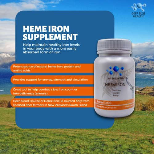 New Zealand Heme Iron Supplement - 1000mg x 90 Soft Gel Capsules