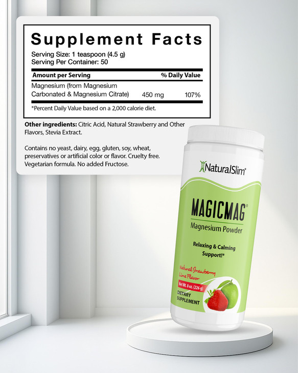 NaturalSlim MagicMag Magnesium Citrate Powder Drink for Relaxation, Stress