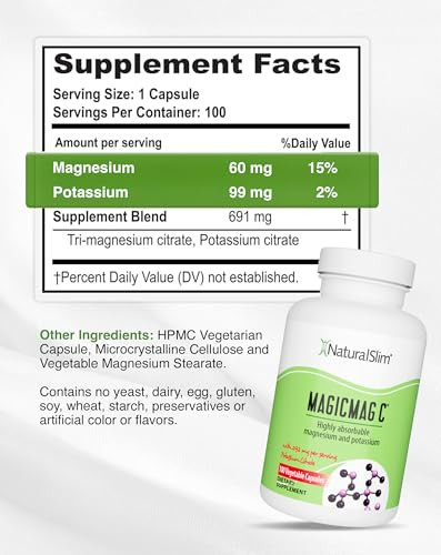MagicMag C by NaturalSlim, Magnesium Citrate Capsules for Muscle Relaxation