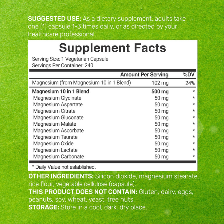 Magnesium Complex 500mg, 240 Veggie Capsules