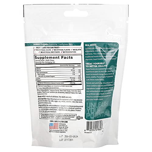 Force Factor Sea Moss Soft Chews, Support Immunity, Digestion, and Heart Health