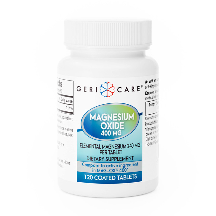 GeriCare Magnesium Oxide Supplement 240 mg of Elemental Magnesium, 120 Tablets