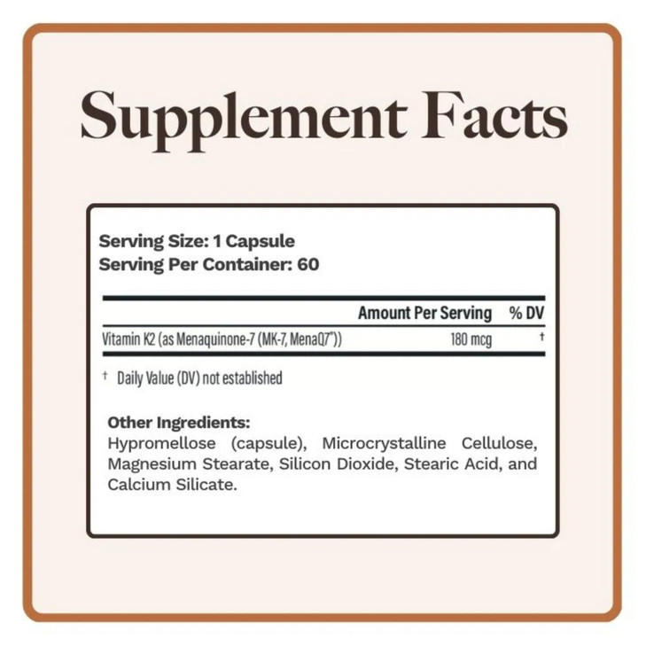 Utzy Naturals Vitamin K2 - 180 mcg of MenaQ7 Form of K2