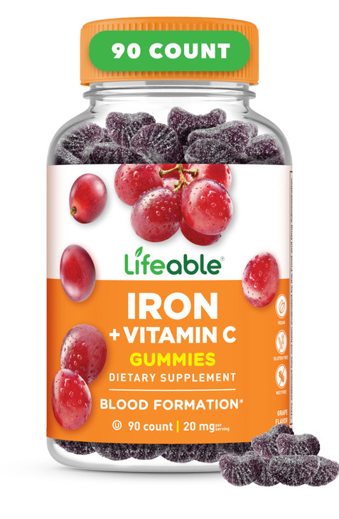 Lifeable Iron Gummies - 20mg - with Vitamin C
