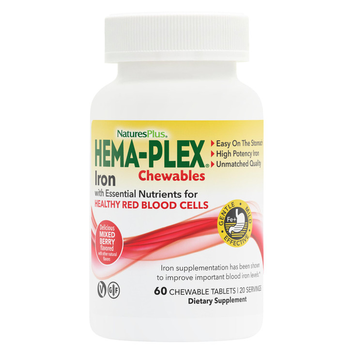 NaturesPlus Hema-Plex Iron - 60 Mixed Berry Chewables