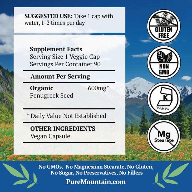 Pure Mountain Botanicals Fenugreek Capsules