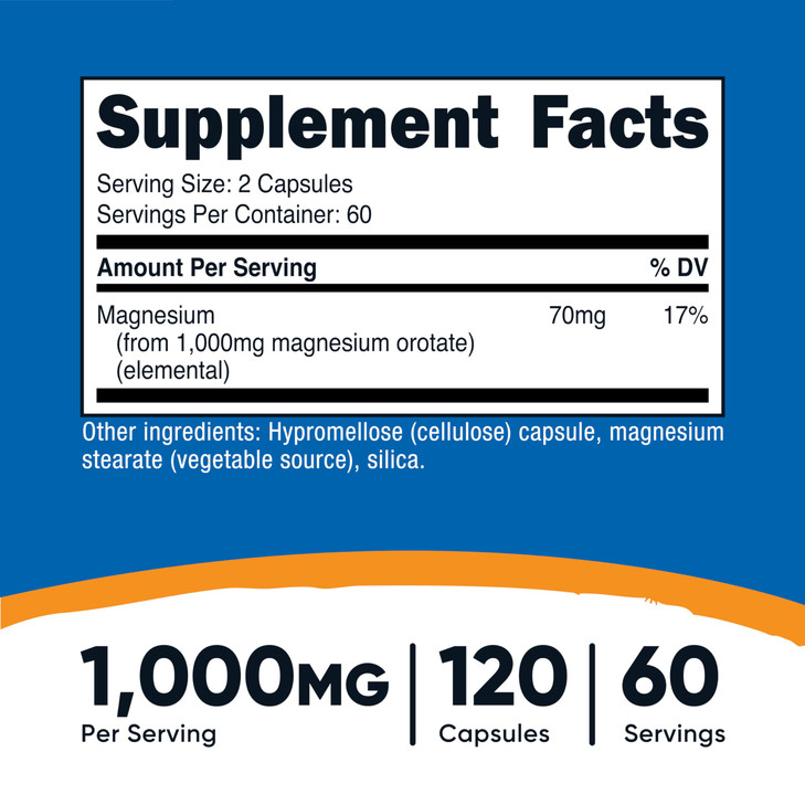 Nutricost Magnesium Orotate Capsules 1000mg, 120 Caps