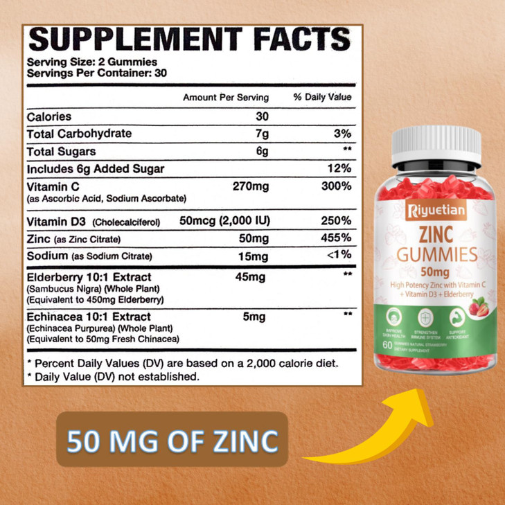 Riyuetian Zinc Gummies 50mg