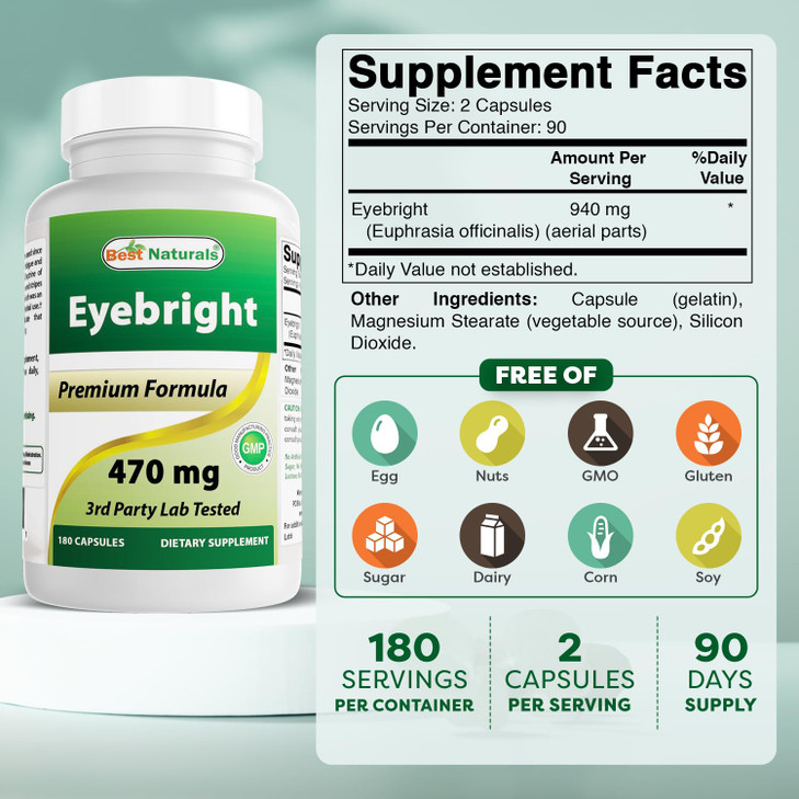 Best Naturals Eyebright 470 mg 180 Capsules