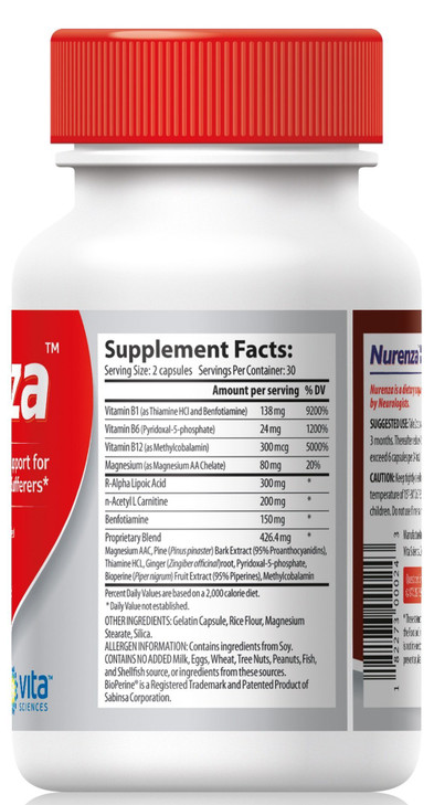 Vita Sciences Nurenza Neuropathy Relief Supplement 40x Strength Natural R-ALA