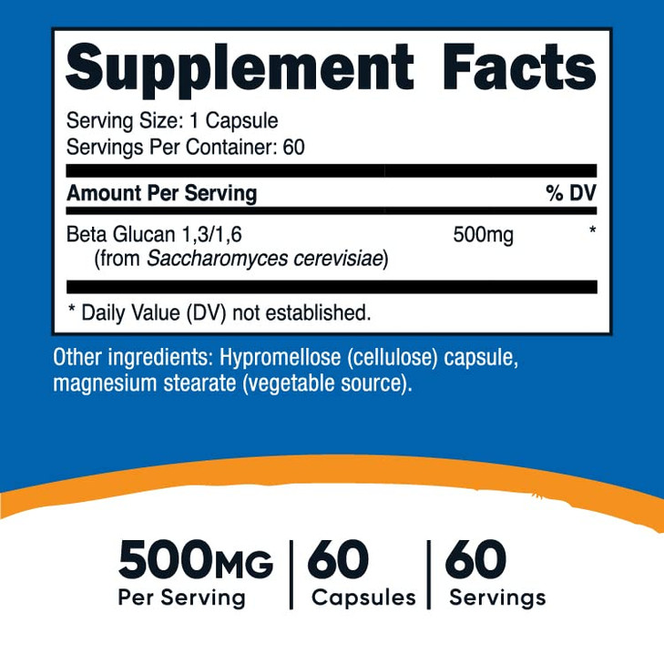 Nutricost Beta Glucan 500mg 1,3/1,6 D-Glucan, 60 Vegetarian Capsules