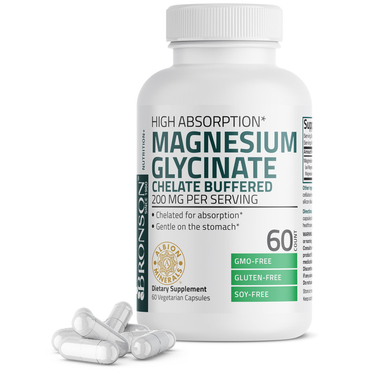 Bronson Magnesium Glycinate 200 MG per Serving Chelated for High Absorption
