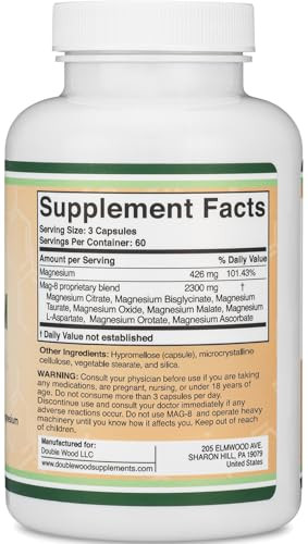 Magnesium Complex Supplement 180 Capsules (426mg Elemental Magnesium Provided
