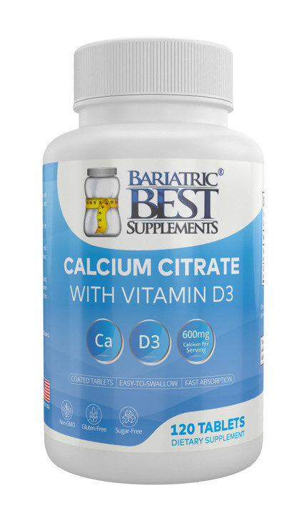 Bariatric Calcium Citrate with Vitamin D3-600mg Calcium per Serving, 120