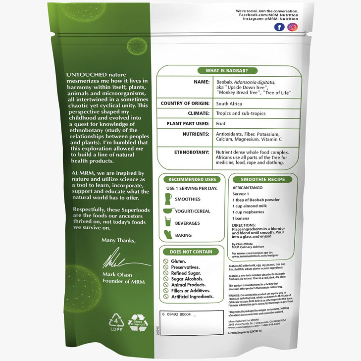 MRM Nutrition Organic Baobab Powder - Superfoods