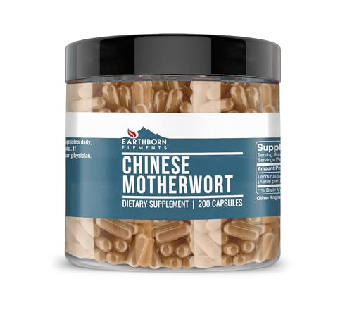 Earthborn Elements Chinese Motherwort 200 Capsules, Pure & Undiluted, No