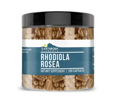 Earthborn Elements Rhodiola Rosea Root Extract 200 Capsules, Pure & Undiluted