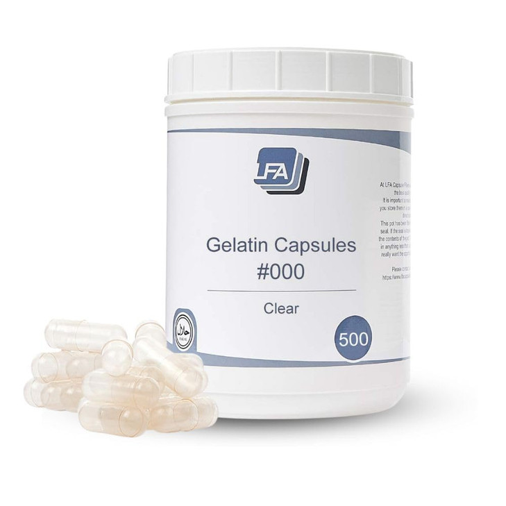 Size 000 Empty Capsules - 500 Count Gelatin Capsules Empty