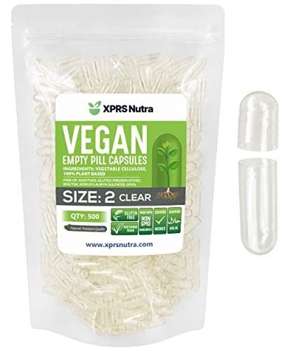 XPRS Nutra Size 2 Empty Capsules - 500 Clear Empty Vegan Capsules