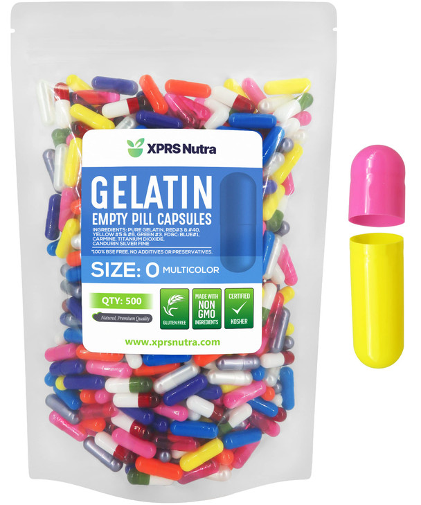 XPRS Nutra Size 0 Empty Capsules - 500 Count Empty Gelatin Capsules