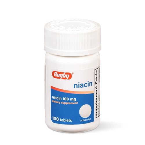 Rugby Niacin 100mg - Niacin Tablets with Calcium - Dietary Supplement - 100 Count