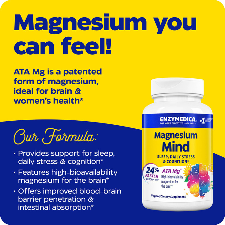 Enzymedica, Magnesium Mind with ATA Mg, 24% Faster Absorption