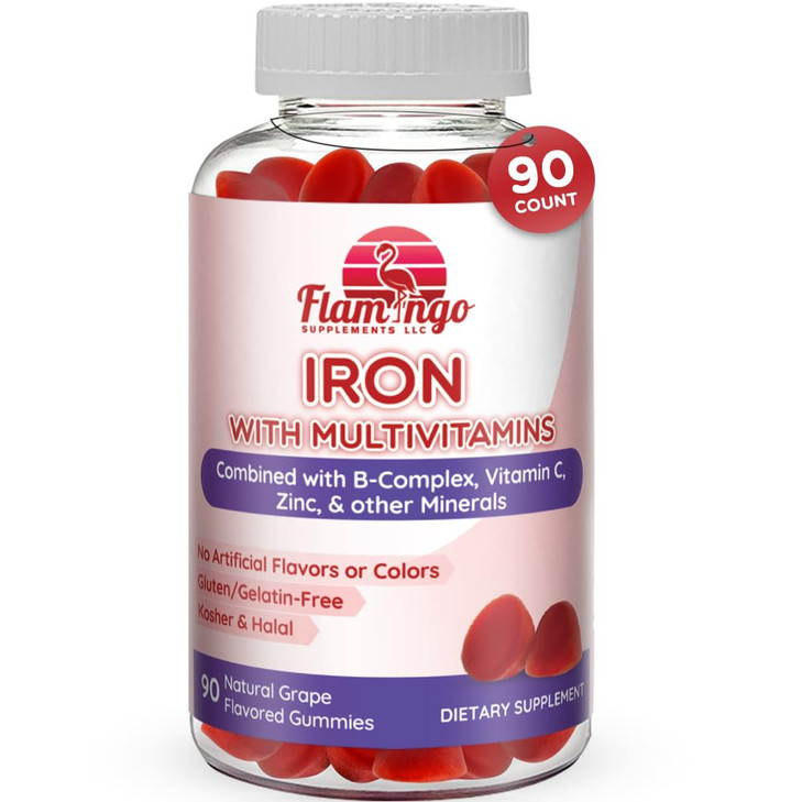 Iron Gummies: New Formula 20 mg Iron per Serving Plus Vitamin C, Zinc, B