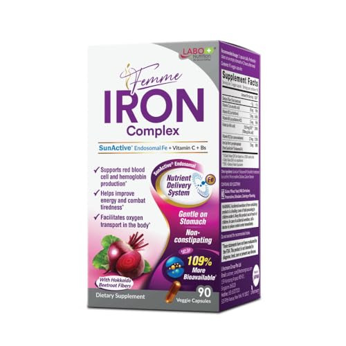 LABO Nutrition Femme Iron Endosomal SunActive, Non-Irritating 15mg Iron