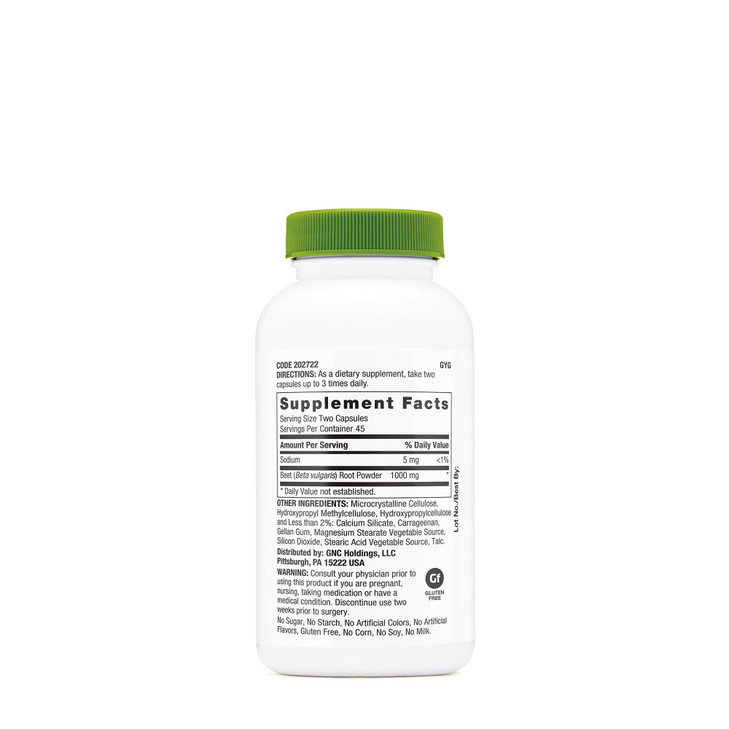 GNC SuperFoods Beet Root, Provides 60mg of Chlorophyll, 90 Capsules