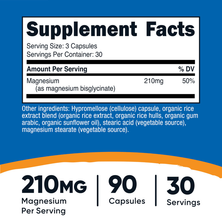 Nutricost Magnesium Glycinate Capsules (90 Capsules, 210 mg Per Serving)