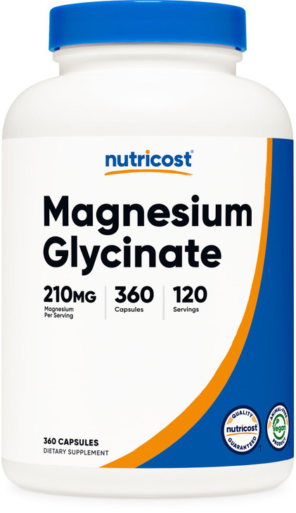 Nutricost Magnesium Glycinate Capsules (360 Capsules, 210 mg Per Serving)