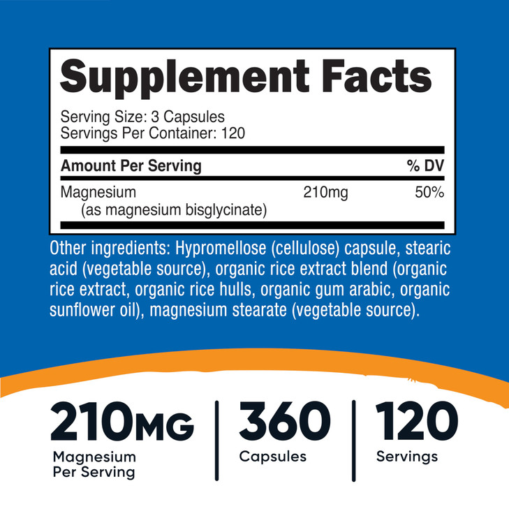 Nutricost Magnesium Glycinate Capsules (360 Capsules, 210 mg Per Serving)