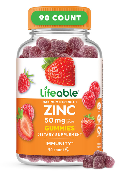 Lifeable Zinc Gummies - 50mg - Great Tasting Natural Flavor Zinc Vitamins