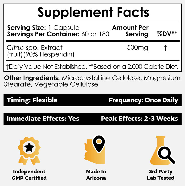 Nootropics Depot Hesperidin Capsules - 500mg - 60 Count