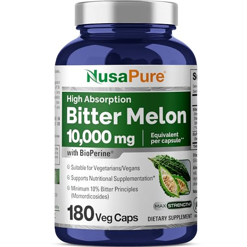 NusaPure Bitter Melon Extract 10,000 mg 180 Vegan Caps (100% Vegetarian