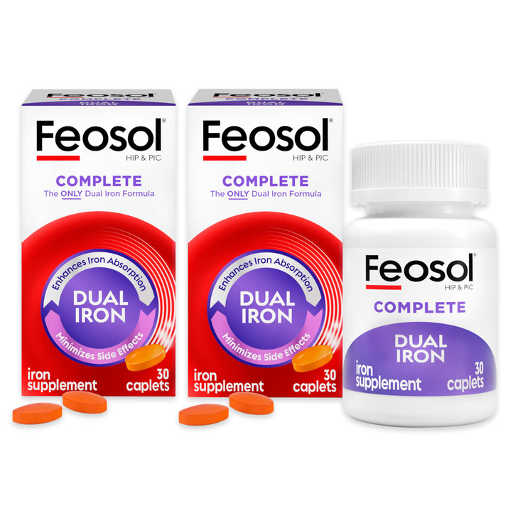Feosol Complete Iron Supplement Caplets, Bifera Iron for High Absorption, Heme
