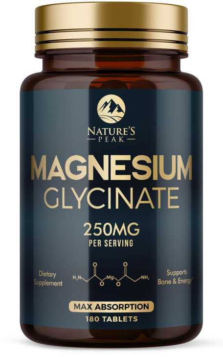 Magnesium Glycinate Supplement 250mg - 100% Chelated & Purified