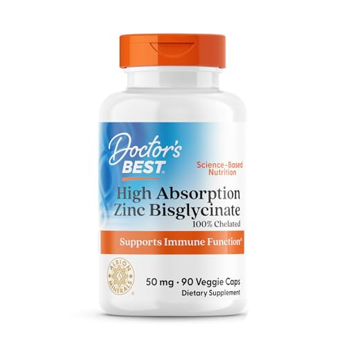 Doctor's Best High Absorption Zinc Bisglycinate 50mg High Potency Supporting