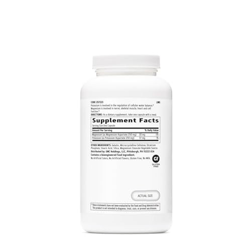 GNC Potassium and Magnesium Aspartate 250mg Supplement, Helps Regulate Water