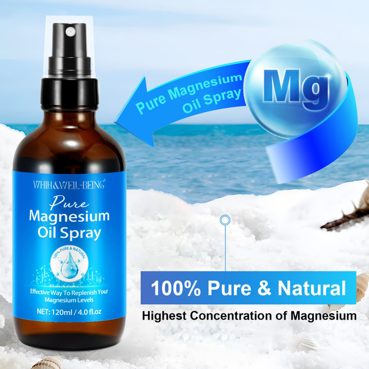 Magnesium Spray, Pure Magnesium Oil Spray Natural in Glass Bottle, Easy