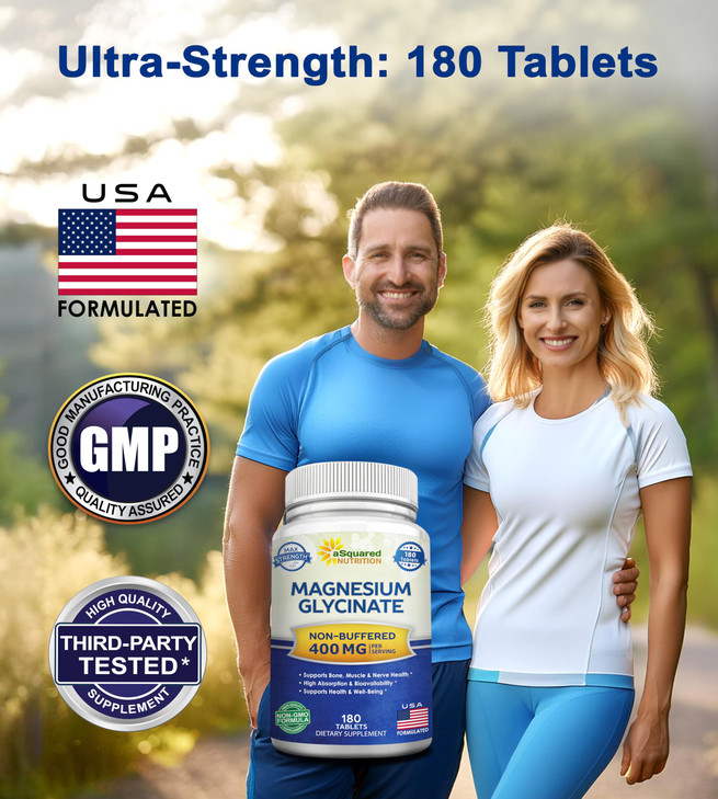 aSquared Nutrition Magnesium Glycinate 400mg - 180 Tablets