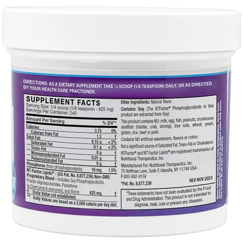 Nutritional Therapeutics NTFactor Lipids Powder, Aging & Cellular Support, 240