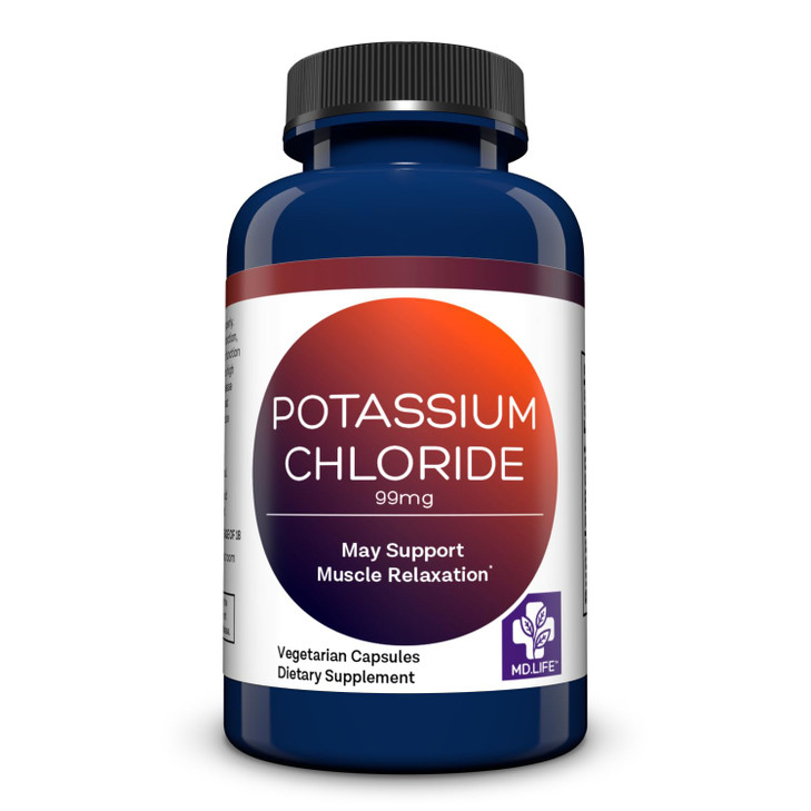 MD Life Potassium Chloride Supplement - Third Party Lab Tested - 99mg 90 Count